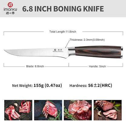 imarku Fillet Knife, German High Carbon Boning Knife, 6-Inch Stainless Steel Professional Grade Boning Fillet Knife for Fish, Pakkawood Handle for Meat and Poultry, Gifts for Men and Women - Image 6