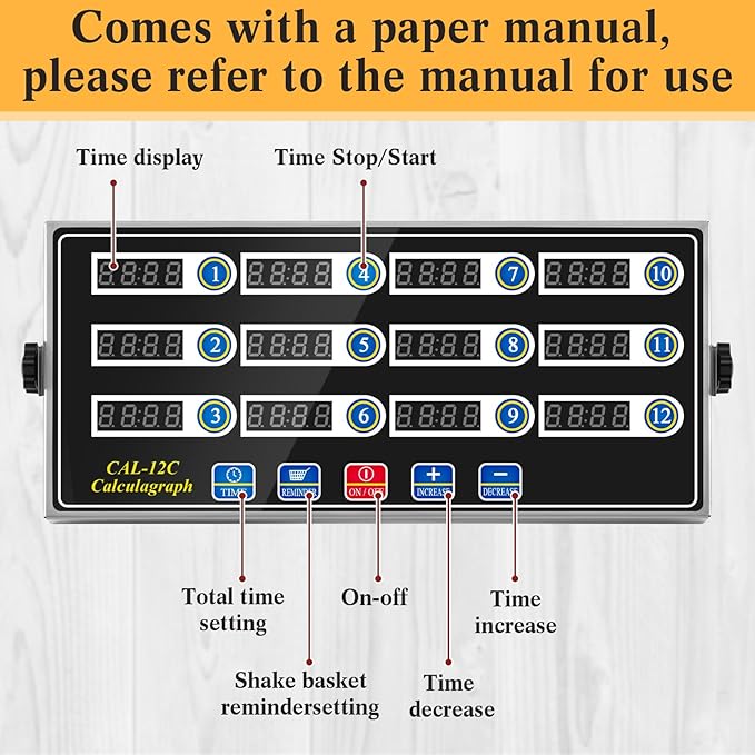 Relaxweex 1 Pack Commercial 12 Channel Digital Kitchen Timer, Multi-Countdown Timer with Loud Alarm & Large LCD Display, Wall Mount or Countertop for Restaurant, Fry Station, Baking & Lab Use - Image 3