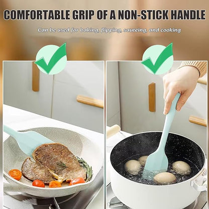 Silicone Spatula,8-pack Spatula Set,11 inch Heat Resistant Non Stick cookware with Stainless Steel for Baking,Cooking,Mixing,Flipping,BPA Free,Dishwasher Safe (11inch Mixed color) - Image 7