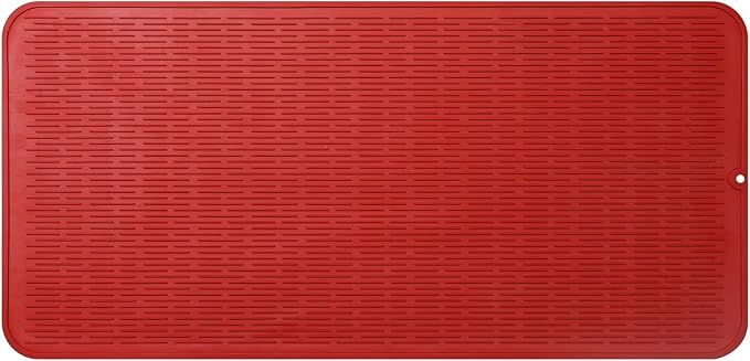 MicoYang Silicone Dish Drying Mat for Multiple Usage,Easy clean,Eco-friendly,Heat-resistant Silicone Mat for Kitchen Counter or Sink,Refrigerator or Drawer Liner Red 5XL 36inches x 18inches by MicoYang