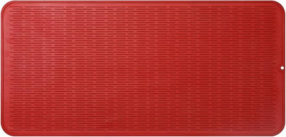 MicoYang Silicone Dish Drying Mat for Multiple Usage,Easy clean,Eco-friendly,Heat-resistant Silicone Mat for Kitchen Counter or Sink,Refrigerator or Drawer Liner Red 5XL 36inches x 18inches by MicoYang