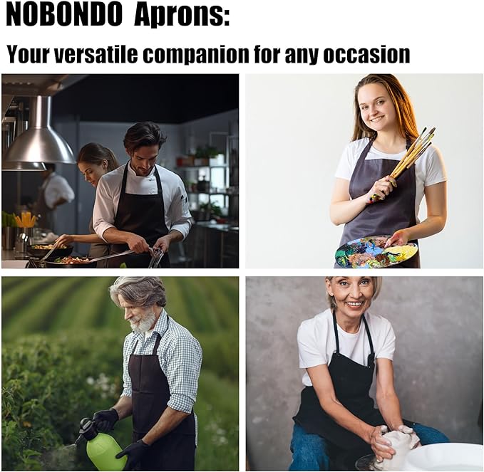 NOBONDO 12 Pack Bib Apron - Unisex Black Apron Bulk with 2 Roomy Pockets Machine Washable for Kitchen Crafting BBQ Drawing - Image 6