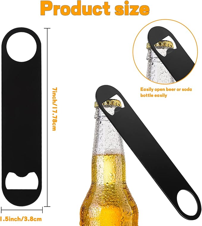 30 Pcs Flat Bottle Opener 7 Inch Black Stainless Steel Beer bottle Openers Heavy Duty Bar Blade Solid Bottle Cap Opener Funny Bartender Bottle Opener for Kitchen Restaurant Party Supplies - Image 2