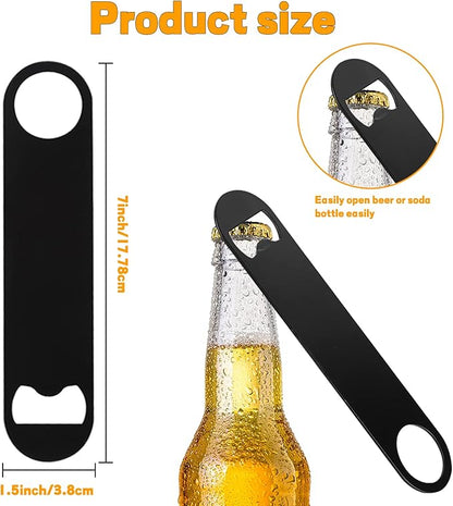 30 Pcs Flat Bottle Opener 7 Inch Black Stainless Steel Beer bottle Openers Heavy Duty Bar Blade Solid Bottle Cap Opener Funny Bartender Bottle Opener for Kitchen Restaurant Party Supplies - Image 2