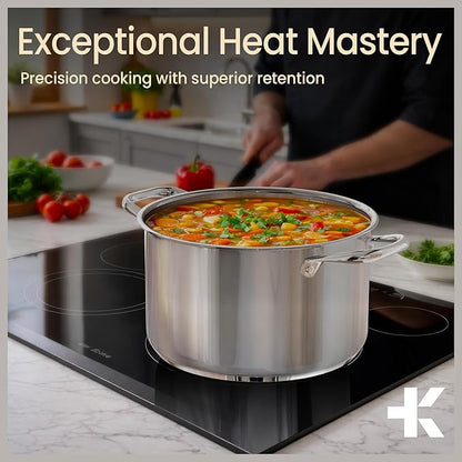 Stainless Steel Stockpot with Tempered Glass Lid 8 Quart, Durable 18/0 Stainless Steel, Impact-Bonded Base for Even Heating, Riveted Handles, Oven & All Stove Compatible, Safe Up To 500°F (260°C) - Image 9