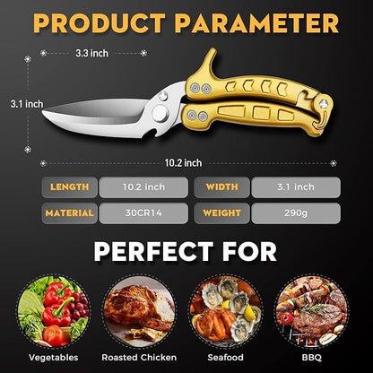 Dream Reach Poultry Shears, Germany Heavy Duty Kitchen Scissors With Knife Bottle Opener Gift Box, Multipurpose Kitchen Shears For Cooking Chicken Meat Turkey Thanksgiving Gifts for Men Women