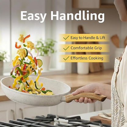 25Pcs Pots and Pans Set Non Stick, Ceramic Cookware with Titanium-Reinforced Nonstick Coating, PFAS-Free & Induction Ready, Long-Lasting Performance, Full Kitchen Set with 3 Casseroles - Image 5