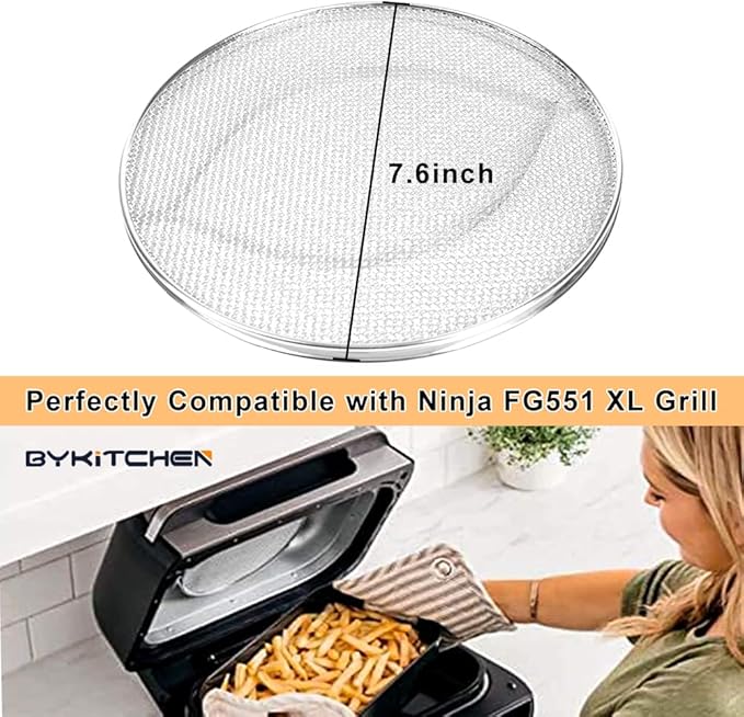 BYKITCHEN Stainless Steel Spatter Shield for Ninja Fg551 Foodi Smart XL Grill, Ninja XL Grill Accessories, Air Fryer Replacement Parts for Ninja 6 in 1 Smart Xl Indoor Grill