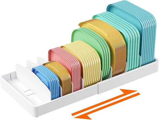 Lifewit Kitchen Cabinet Organizer for Food Contanier Lid, Expandable Lid Holder with 8 Adjustable Dividers & 9 Sections for Pantry Organizers and Storage, Home Organization, Extra Large, 13"-24" by Lifewit