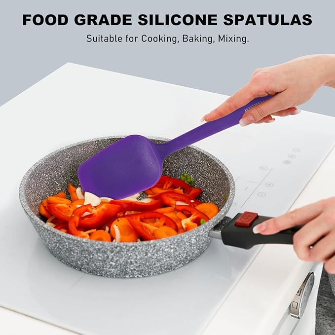 NileHome Silicone Spatula Set, 6 Pieces Food Grade Kitchen Utensils with Silicone Brush Heat Resistant Dishwasher Safe BPA-Free Rubber Spatula for Scraping, Baking, Cooking, Mixing-Multicolor - Image 6