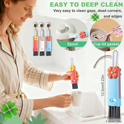 3 in 1 Cup Lid Cleaning Brush, Multifunctional Gap Cleaning Brush, Home Kitchen Crevice Brush, Portable Bottle Cleaner Brush for Cleaning Tight Spaces, Bottle Gaps, Travel Mug Caps(3 PCS)