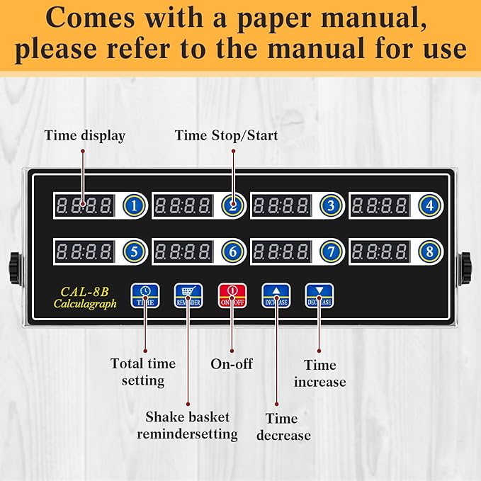 Relaxweex 1 Pack Commercial 8 Channel Digital Kitchen Timer, Multi-Countdown Timer with Loud Alarm & Large LCD Display, Wall Mount or Countertop for Restaurant, Fry Station, Baking & Lab Use - Image 6