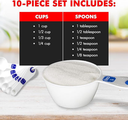 Chef Craft Easy to Read Plastic Measuring Cup Set, 10 Piece, white - Image 4