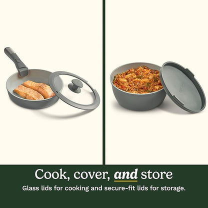 Cuisinart 13-Pc, ClickSmart Nonstick Detachable Handle Ceramic Cookware, Pots and Pans Set, Stackable Space-Saving Design, Compatible with All Stovetops, Induction & Oven Safe, PURELYCERAMIC - Image 8