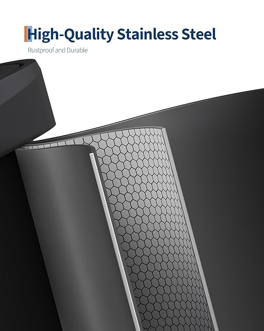 Garvee 21 gal / 80 L Metal Trash Can with Lid, Large Garbage Can for Kitchen, Rustproof Step-on Kitchen Metal Trash Bin with Liner Rim, Rear Handle, Soft Close Plastic Lid, Black - Image 3