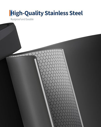 Garvee 21 gal / 80 L Metal Trash Can with Lid, Large Garbage Can for Kitchen, Rustproof Step-on Kitchen Metal Trash Bin with Liner Rim, Rear Handle, Soft Close Plastic Lid, Black - Image 3