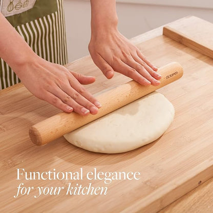 GOBAM Wood Rolling Pin, Medium - Dough Roller for Pasta, Cookies, Pie, Pizza, Chapati, Fondant, Rolling Pins for Baking, Bread Making Tools and Supplies - 13 x 1.38 Inches - Image 2