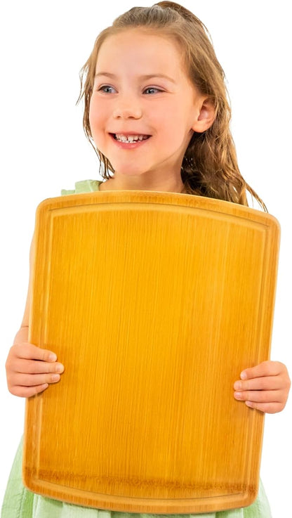 Bamboo Cutting Board – 15 Inch Wood Cutting Boards for Kitchen with Glue-Free Surface™ & Juice Groove – Non-Toxic, FSC-Certified, Durable Wooden Chopping Board - Image 9