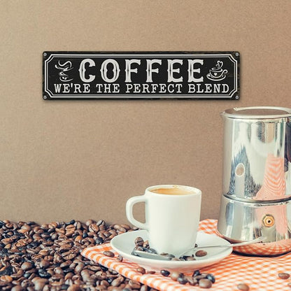Coffee Metal Tin Signs, Coffee We're the Perfect Blend, Farmhouse Kitchen Decor for Wall, Vintage Style Home Decor, Cafe Decors, Decorative Metal Wall Signs 15.8x4 Inches, Coffees Lover Gifts - Image 6