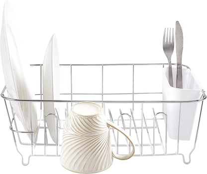 Sweet Home Collection 2 Piece Dish Drying Rack Set Drainer with Utensil Holder Simple Easy to Use Fits in Most Sinks, 14.5" x 13" x 5.25", White (Pack of 12) - Image 2