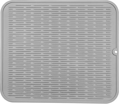 MicoYang Silicone Dish Drying Mat for Multiple Usage,Easy clean,Eco-friendly,Heat-resistant Silicone Mat for Kitchen Counter or Sink,Refrigerator or Drawer Liner Grey 2XL 24 inches x 18 inches by MicoYang