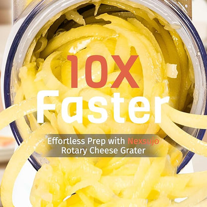 Rotary Cheese Grater Hand Crank, 3 Blades Slicer Shredder, Cheese Grater for Kitchen, Multi-Functional Kitchen Tool for Vegetables, Nuts, Chocolate, with Strong Suction Base, White - Image 2