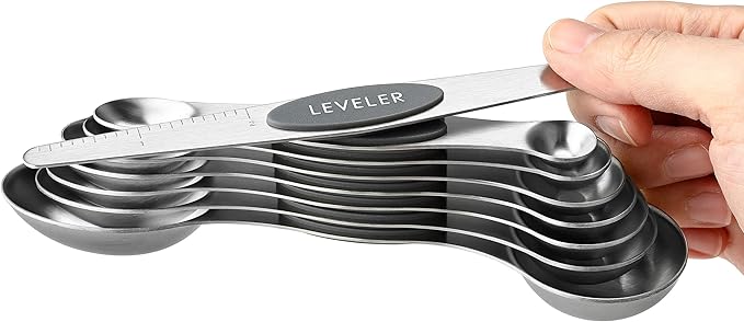 Spring Chef Stainless Steel Magnetic Measuring Spoons Set of 8 with Leveler, Dual Sided Metal Teaspoon & Tablespoon Measuring Spoons - Kitchen Gadgets For Baking and Cooking, Gray - Image 8
