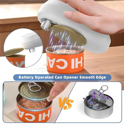 Auto Electric Can Opener, Rechargeable Can Openers for Seniors & Arthritis, One-Touch Automatic Can Opener, Hands-Free, Smooth Edge, Compact, Cordless, Food-Safe Kitchen Gadgets,White