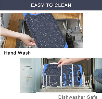 Viretang Non Slip Cutting Board, 3 Pieces Dishwasher Safe Cutting Boards with Juice Grooves, Easy Grip Handle, Non-Slip, with Grinding Area for Grinding Garlic and Ginger（blue） - Image 8