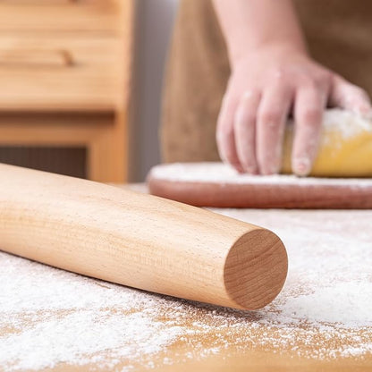 AISOSO French Rolling Pin, 15.75 Inches Wood Rolling Pins for Baking, Extra Long Classic Wooden Dough Roller for Fondant Pizza Pie Crust Cookie Pastry, Kitchen Baking Essentials, Light Yellow - Image 5