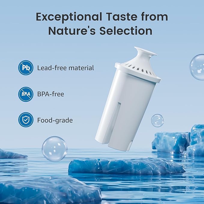 AQUA CREST CF06A Replacement for Brita® Filter, Brita® Water Pitchers and Dispensers, Classic OB03, Mavea® 107007, and More, NSF Certified Pitcher Water Filter, 2 Pack