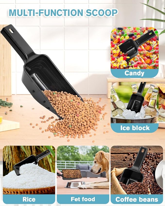2 Cup Dog Food Scoop(2 Pack), Plastic Pet Food Scoop with Measuring Lines for Accurate Pet Food Portions,Dishwasher Safe (Black) - Image 5
