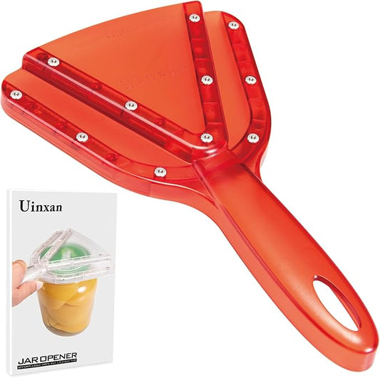 Uinxan Jar Opener for Weak Hand & Seniors with Arthritis,Easy Twist Off Bottle Caps,Patent | Unique Kitchen Gadgets,Handheld Lid Top Open for Elderly/Women/Men (Red) by Uinxan