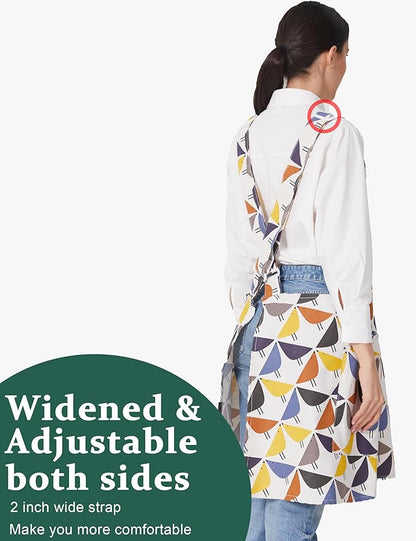 Cozy Adjustable Cross Back Aprons for Women with Pockets Cotton Linen Cooking Kitchen Baking
