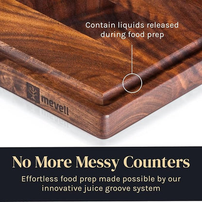 Walnut Wood Cutting Board for Kitchen, Reversible Wooden Cutting Board With Juice Grooves - Chopping Board, Charcuterie Serving Tray Made in USA (Walnut, 17x11x0.75) - Image 6
