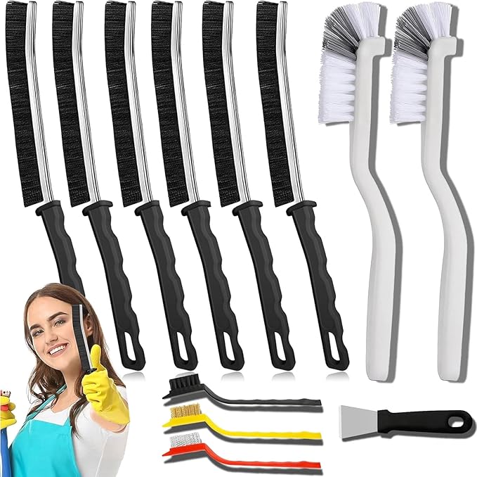 Crevice Cleaning Brush Set (12 Pack) – Hard Bristle Gap Cleaning Tool for Window Tracks, Grout & Bathroom Corners – Thin Deep Cleaning Brush for Kitchen Sink, Sliding Door Tracks & Tight Spaces by MyVaky