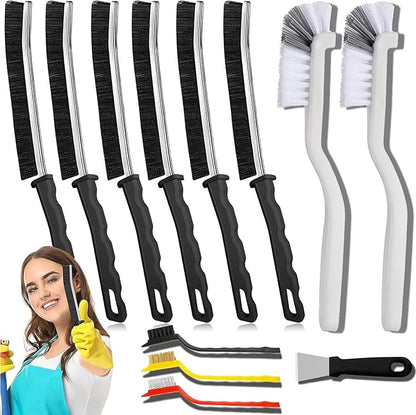 Crevice Cleaning Brush Set (12 Pack) – Hard Bristle Gap Cleaning Tool for Window Tracks, Grout & Bathroom Corners – Thin Deep Cleaning Brush for Kitchen Sink, Sliding Door Tracks & Tight Spaces by MyVaky