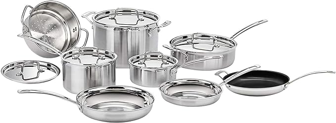 Cuisinart 13 Piece Cookware Set, MultiClad Pro Triple Ply, Silver, MCP-13N by Cuisinart