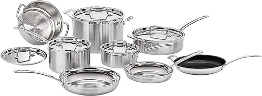 Cuisinart 13 Piece Cookware Set, MultiClad Pro Triple Ply, Silver, MCP-13N by Cuisinart