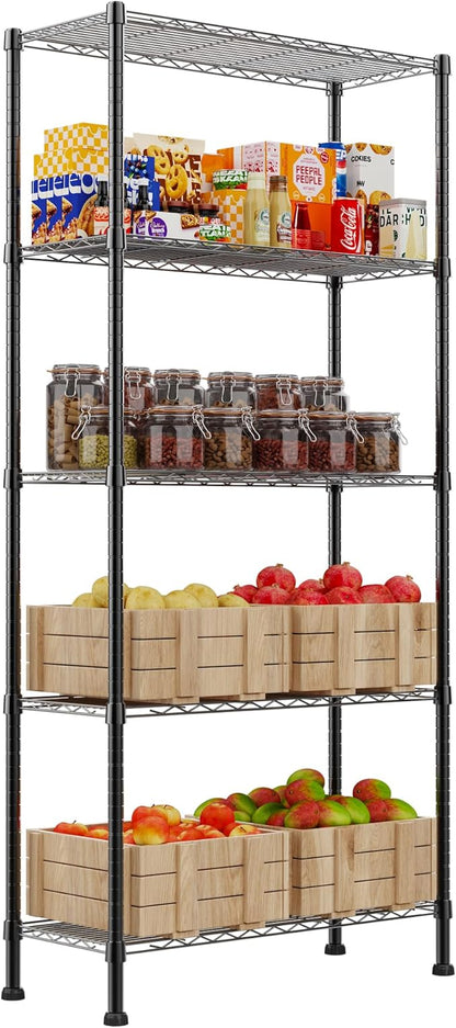 REGILLER 5-Wire Shelving Metal Storage Rack Adjustable Shelves,Standing Storage Shelf Units for Laundry Bathroom Kitchen Pantry Closet(Black,14.1" D x 30" W x 79" H) - Image 8