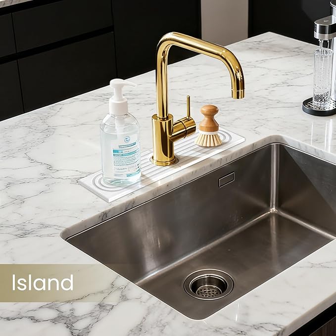 Premium Diatomite Stone Drying Mat for Kitchen Counter - Faucet Mat for Kitchen Sink, Sink Protector & Splash Guard, Quick-Dry Kitchen Sink Mat,Super Absorbent (White, 15.8"x4") - Image 2