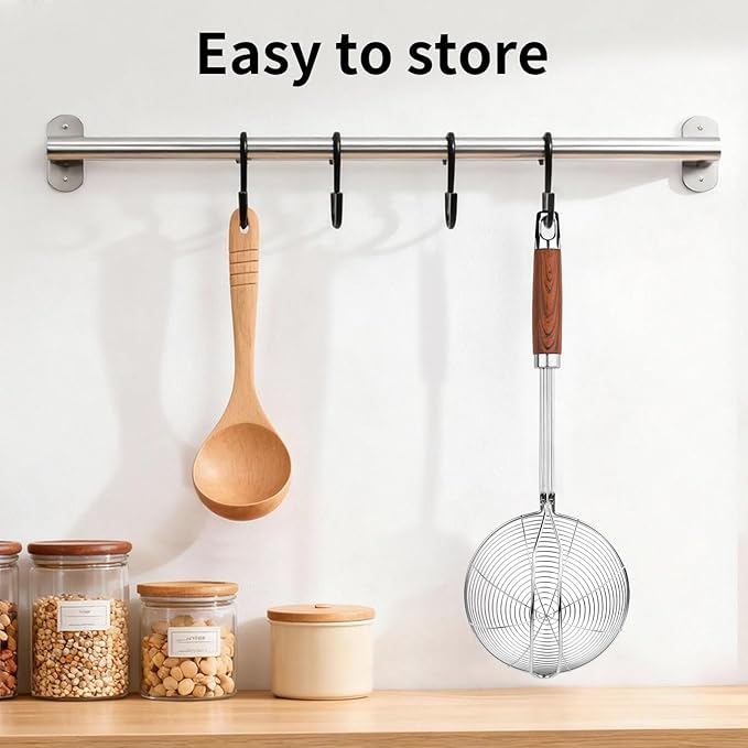 ChefBee 5.3" Spider Strainer Skimmer Spoon with Handle, Stainless Steel Wire Strainer Ladle for Cooking and Frying, Kitchen Utensils Slotted Pasta Spoon, Fryer Scoop - Image 5