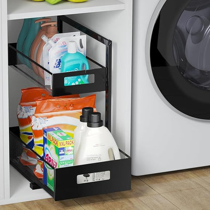 Petiza Under Sink Organizer Pull Out Cabinet Organizer Adjustable Height 2 Tier with Sliding Drawers Kitchen Bathroom Organizer and Storage(1pc) - Image 6