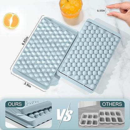 WIBIMEN Mini Ice Cube Trays, Small Tiny Round Pebble Crushed Nugget Ice Trays for Freezer with Lid - Chilling Drinks Coffee Juice(4 Pack/0.55In - Blue) - Image 5