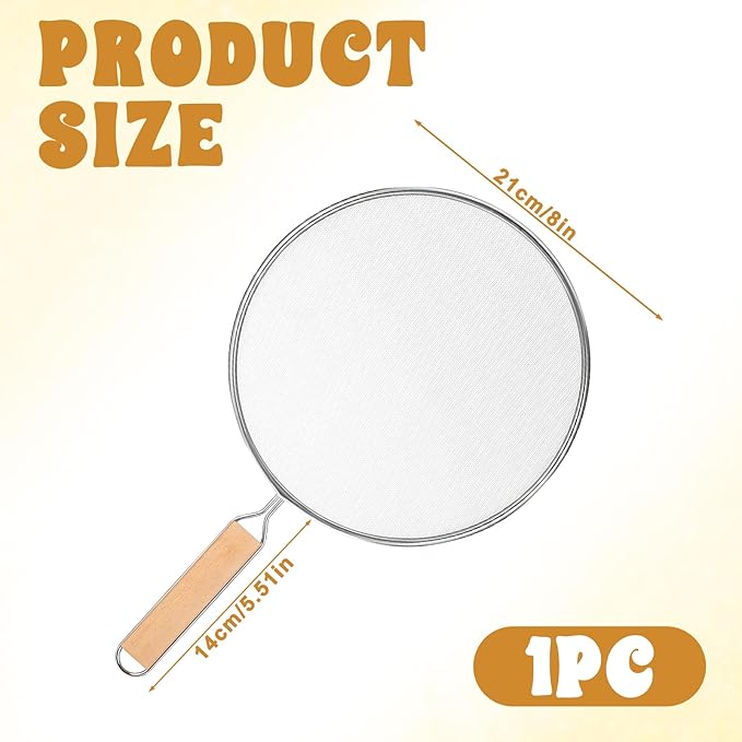 1PCS Splatter Screen for Frying Pan, 8Inch Stainless Steel Splatter Guard for Frying Pan Cooking Pots Food Strainer and Universal Cookware for Cooking, Kitchen Splash Guard No Oil Mess, No Burns - Image 2