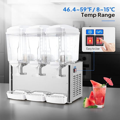 ROVSUN 14.4 Gallon/54L Commercial Beverage Dispenser Drink Dispenser, 18L X 3 Tanks Commercial Juice Dispenser Stainless Steel with Thermostat Controller for Home Restaurant Bar Party 110V/60HZ - Image 5