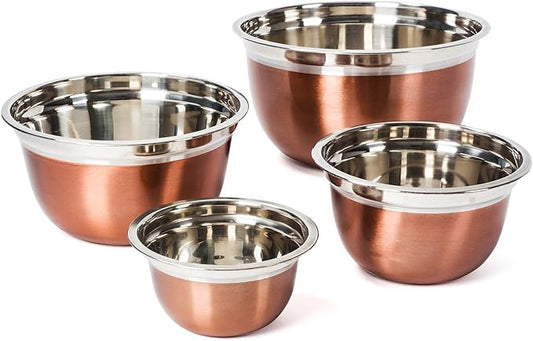 Stainless Steel Mixing Bowls-4 Pc set- Stackable Nesting Bowls - Polished Matte Finish - Cookware Set
