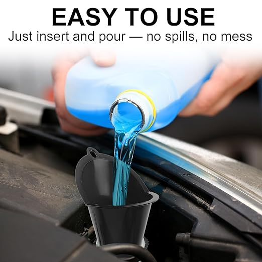 3-Pack Long-Neck Oil Funnels, 11" Multi-Purpose Funnels for Automotive & Motorcycle Use – Reusable Funnel for Oil, Gas & Transmission Fluid (Blue&Black)