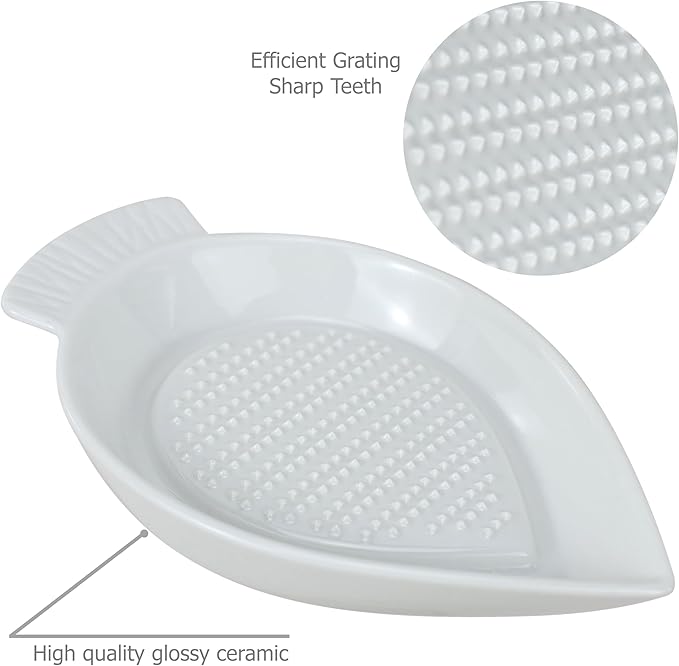 EIKS Ceramic Grater Plate for Grinding Wasabi Ginger Garlic Cheese Carrot Fruits Vegetables, Working for Home Kitchen Cooking Preparation