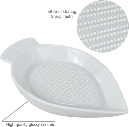 EIKS Ceramic Grater Plate for Grinding Wasabi Ginger Garlic Cheese Carrot Fruits Vegetables, Working for Home Kitchen Cooking Preparation